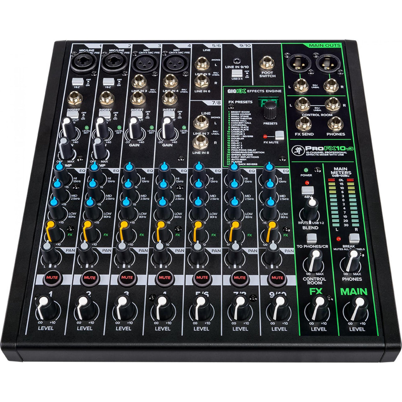 Mezcladora Mackie Profx10 V3 Profesional 10 Canales Con Efectos Y Usb