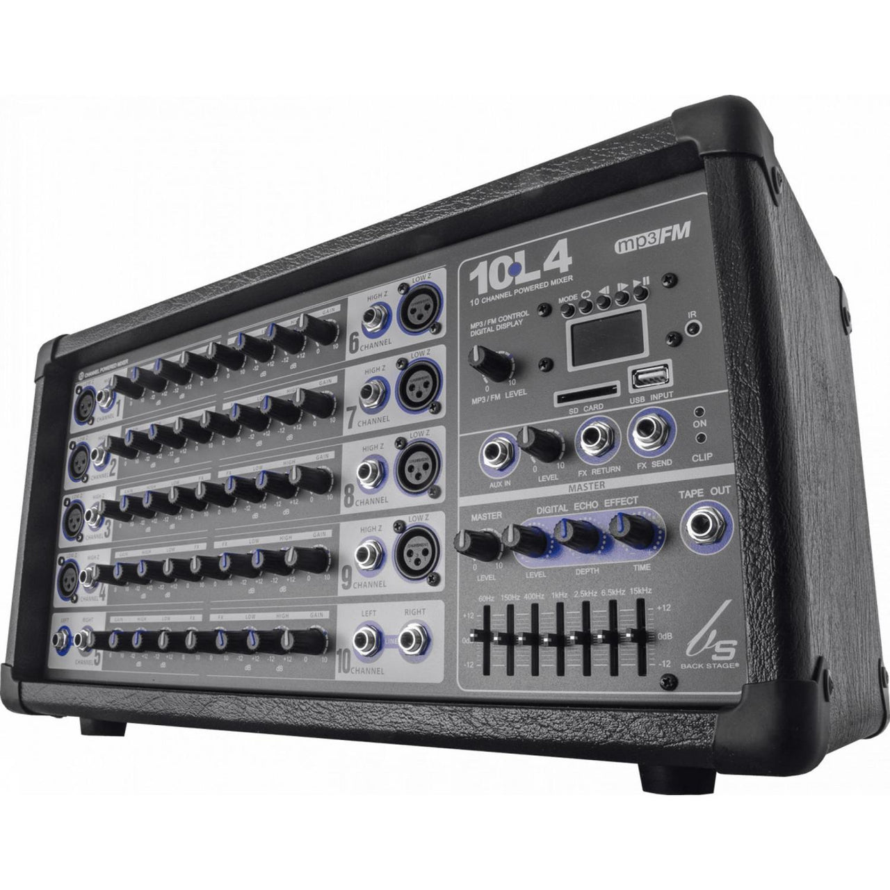 Consola Amplifica Back Stage Mezcladora 10 Canales Para lineas Y Microfono 10l4 Usb