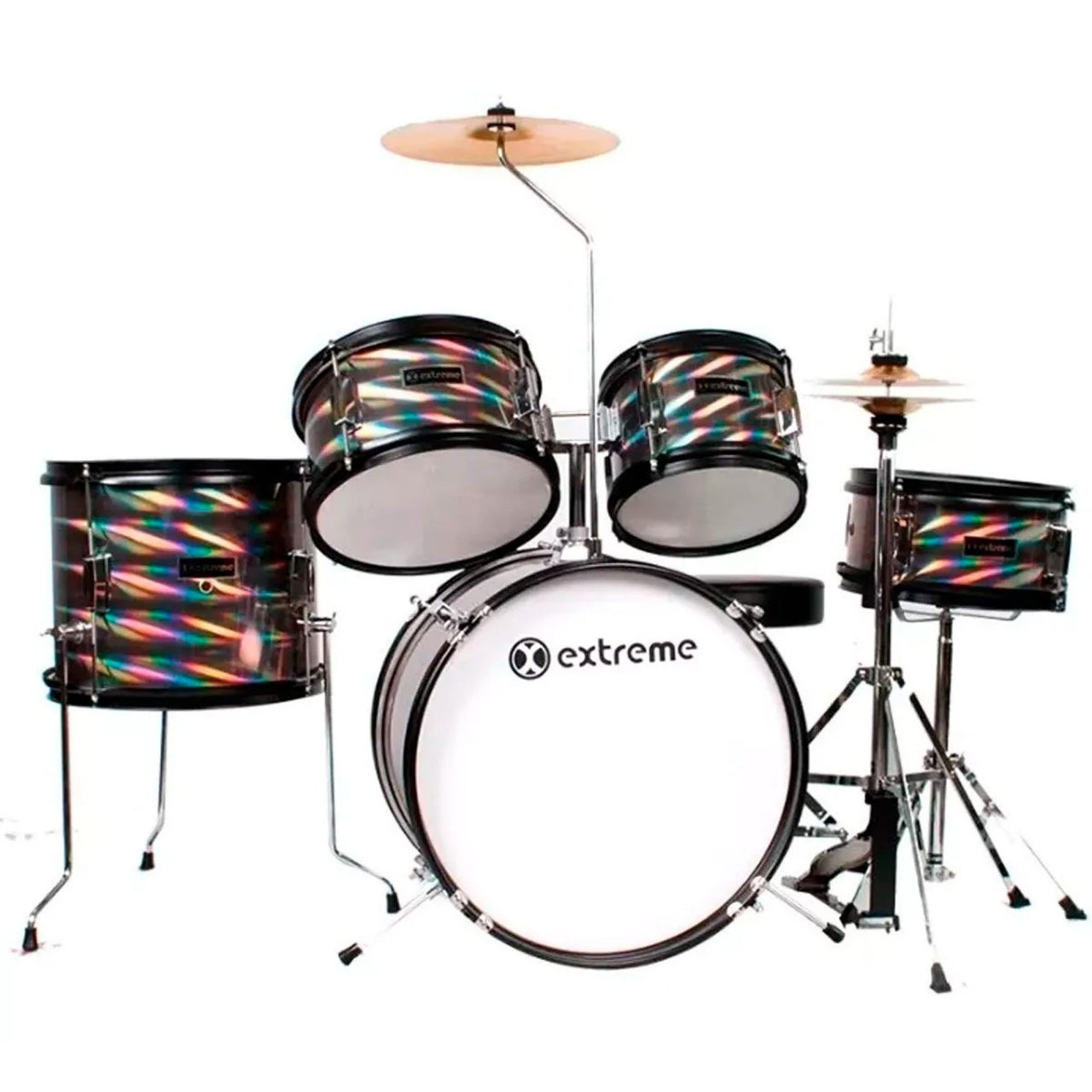 Bateria Extreme Exbt060 Junior Gris 3d 5 Piezas Aro Negro