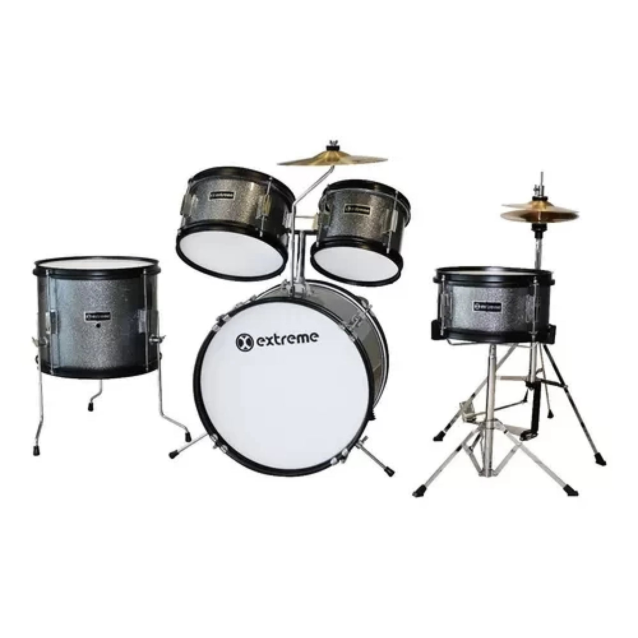 Bateria Extreme Junior Gris Sparkle 5 Pzas. Aro Negro, Exbt061