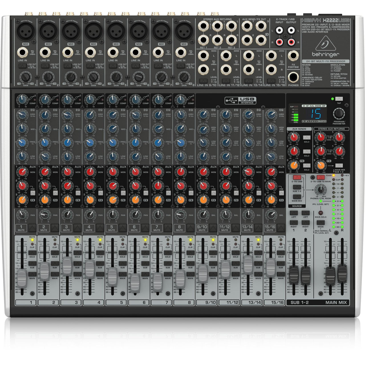 Mezcladora Behringer Xenyx X2222usb Premium 8 Entradas 4-2 Bus Mixer Usb