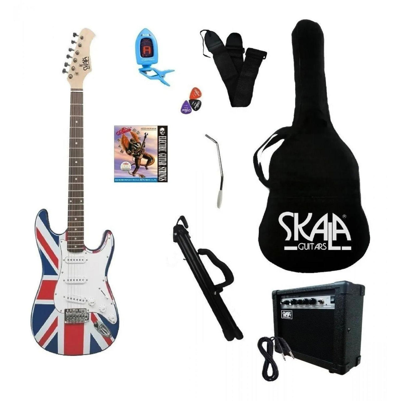 Guitarra Electrica Alien Bandera Reino Unido Paquete Con Accesorios 101-rockgenerat-uk