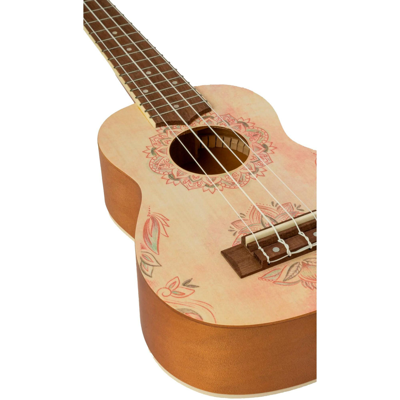 Ukulele Soprano Bamboo U-21-lotus Lotus Mandala Con Funda