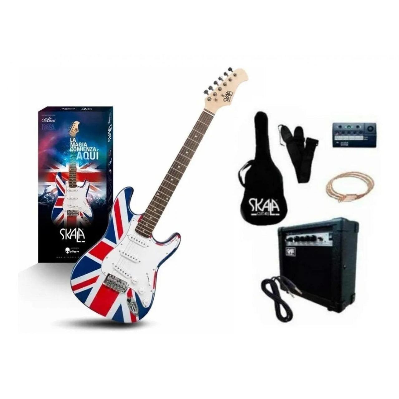 Guitarra Electrica Alien Bandera Reino Unido Paquete Con Accesorios 101-rockgenerat-uk