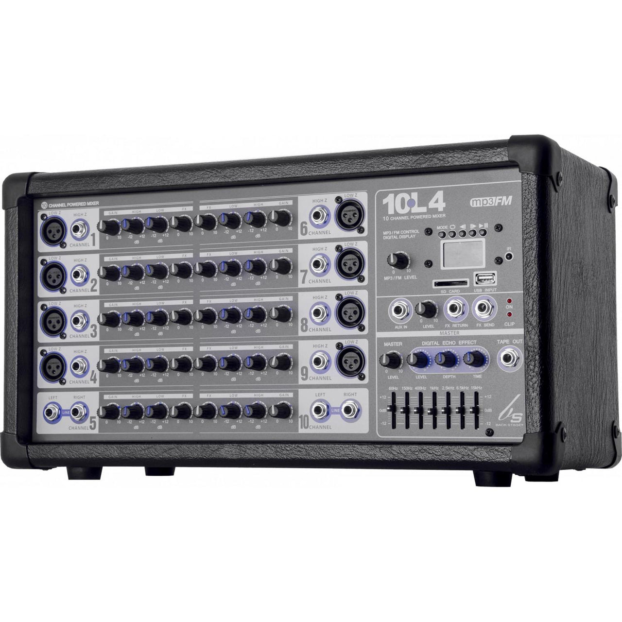 Consola Amplifica Back Stage Mezcladora 10 Canales Para lineas Y Microfono 10l4 Usb