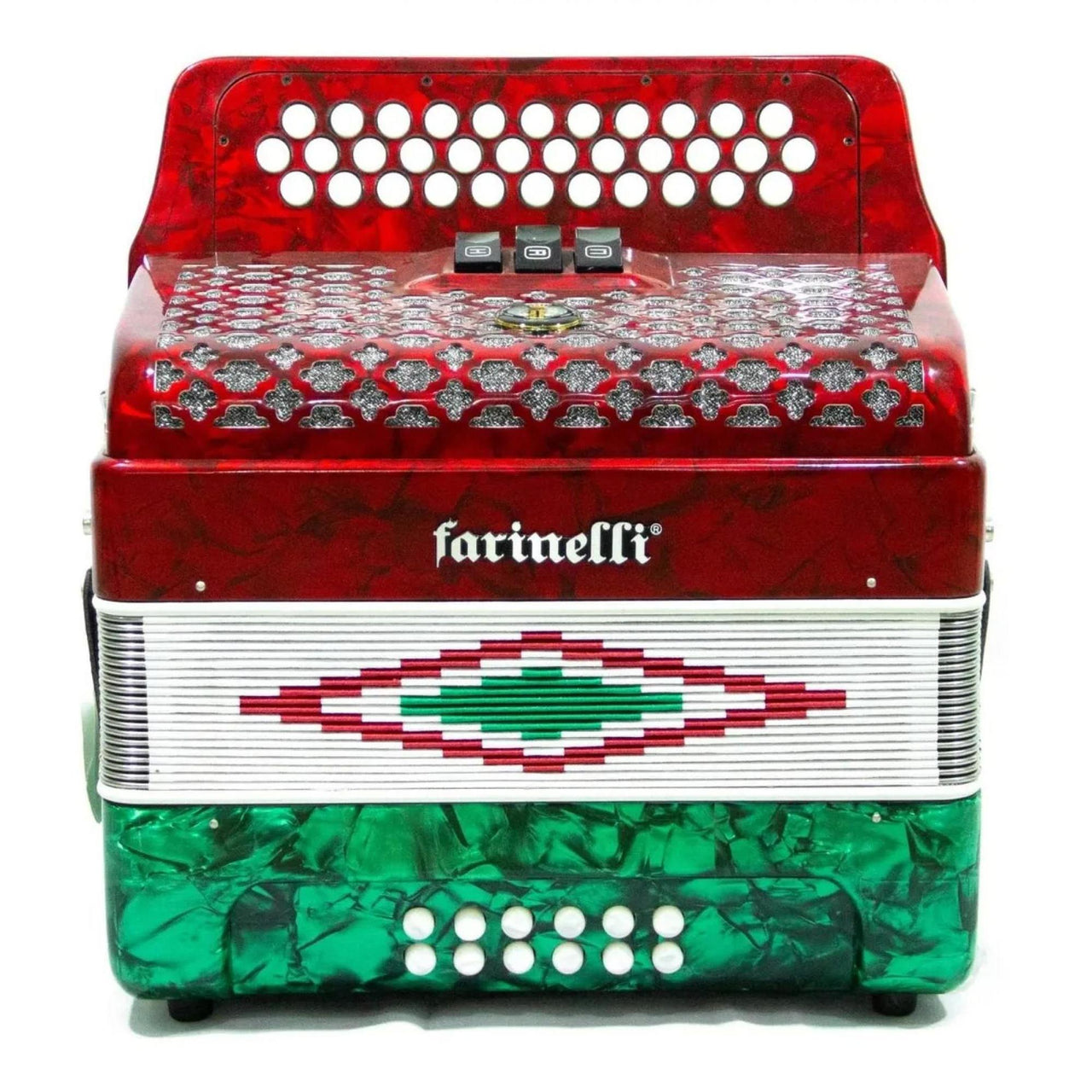 Acordeon Farinelli 34 Botones 12 Bajos 3 Registros Bandera Sol 3412b