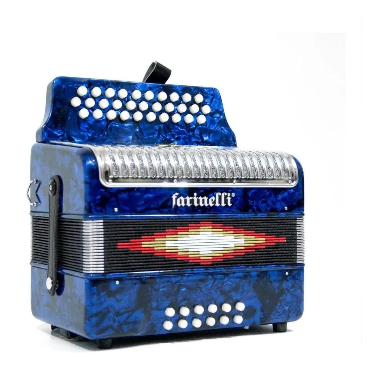 Acordeon Botones Farinelli Azul 3012 Sol Parrilla Metal 3012ap