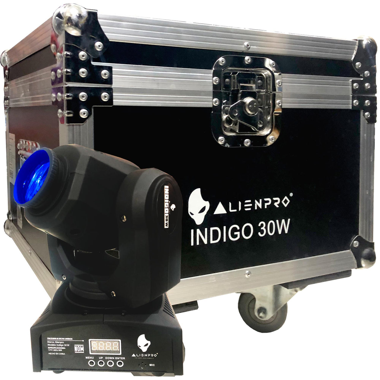 Paquete Cabeza Movil Alien Indigo Rgb 30w C/Case (4 Pz), 44-Kit-Cm-30w