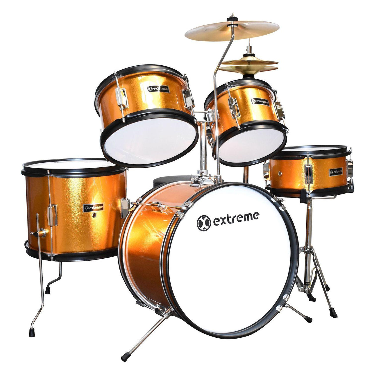 Bateria Extreme Exbt081 Junior Naranja Aro Negro 5 Piezas