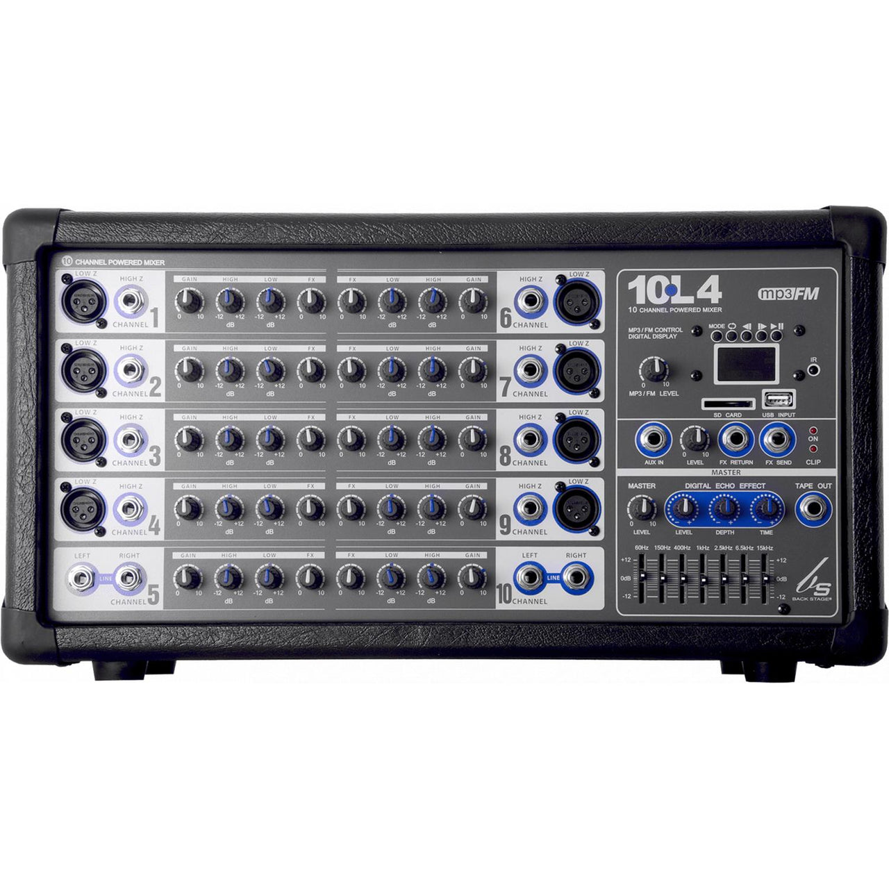 Consola Amplifica Back Stage Mezcladora 10 Canales Para lineas Y Microfono 10l4 Usb