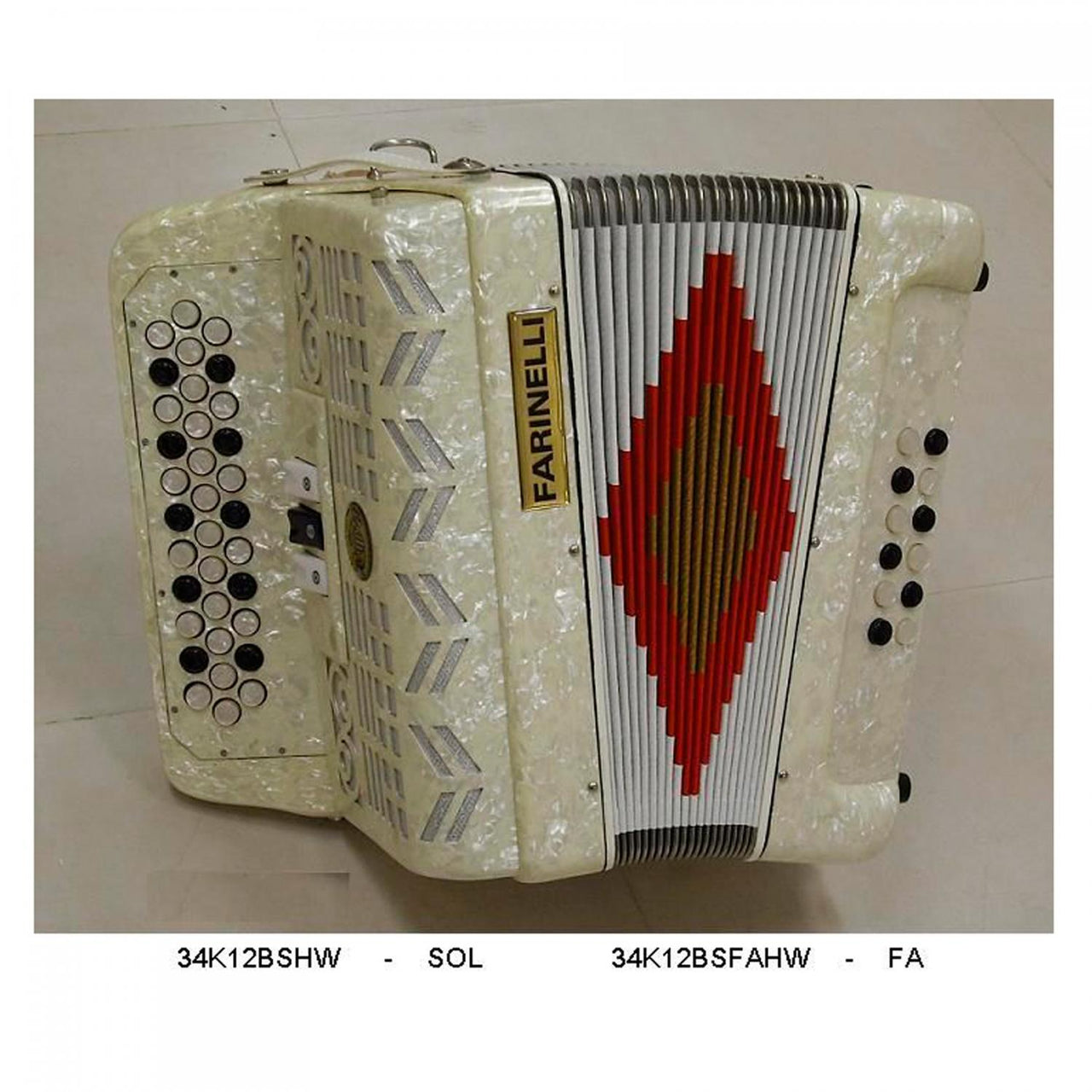 Acordeon Farinelli 34k12bsfahw Blanco 12 Bajos 34 Botones