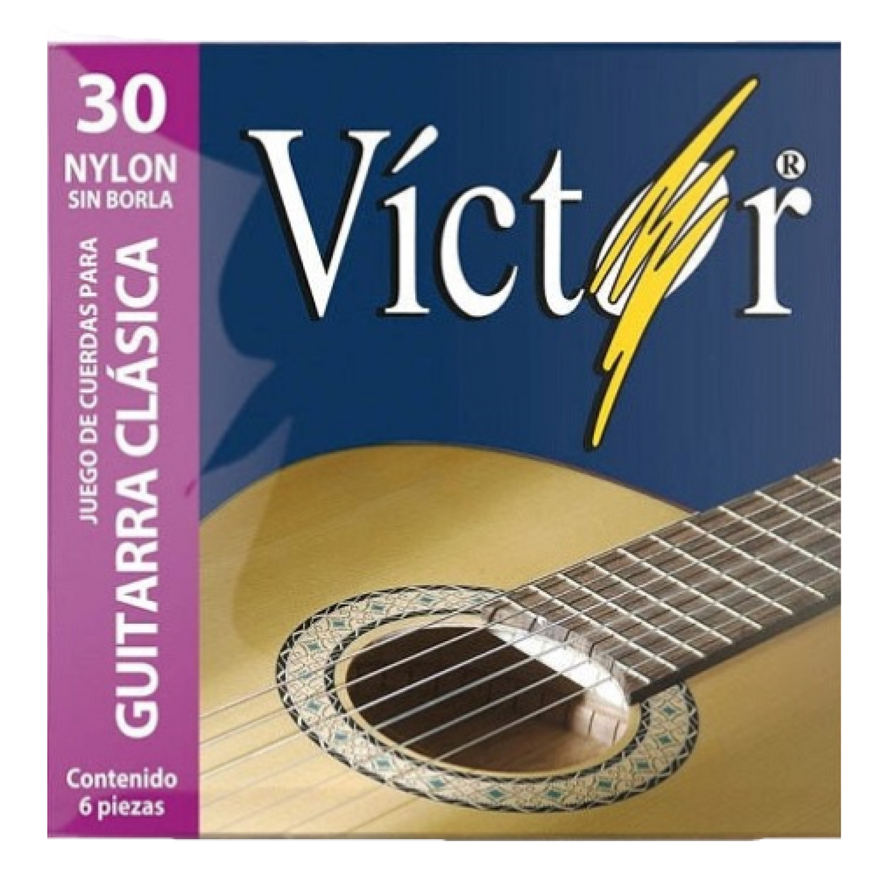 Encordadura Victor P/Guitarra Clasica Nylon Negro S/Borla, 30