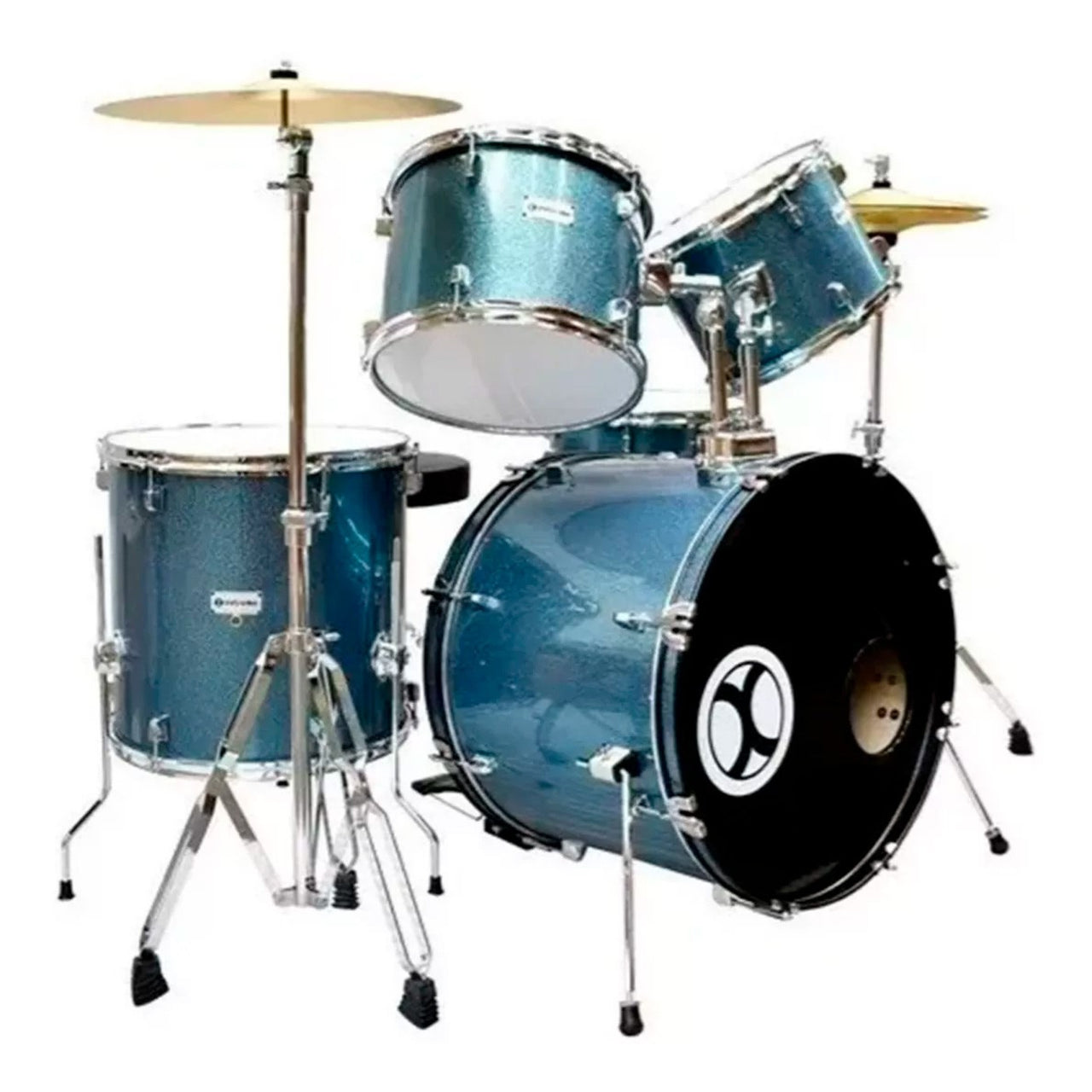 Bateria Extreme Exbt066 Profesional Azul Sparkle 5 Piezas Aro Color Cromo