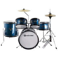Thumbnail for Bateria Extreme Junior Azul Rayado 5 Pzas Aro Negro, Exbt059