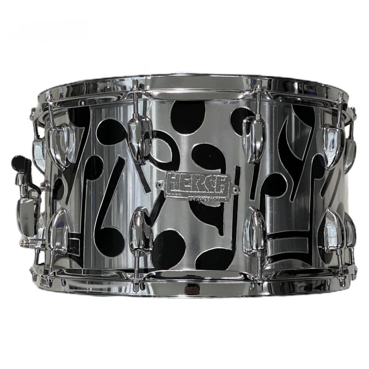 Tarola Herch 14x6 1/2 pulgadas Cromada Con notas Negras