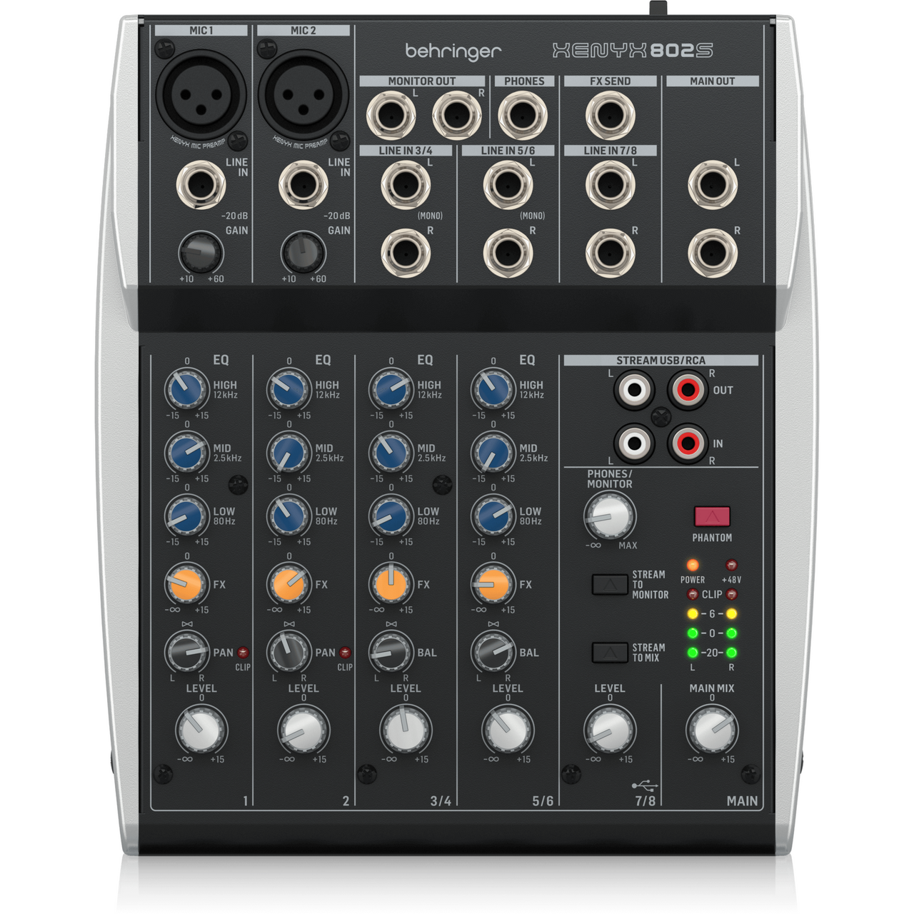 Mezcladora Behringer Xenyx 802s Analoga 8 Entradas Con Interfaz Usb