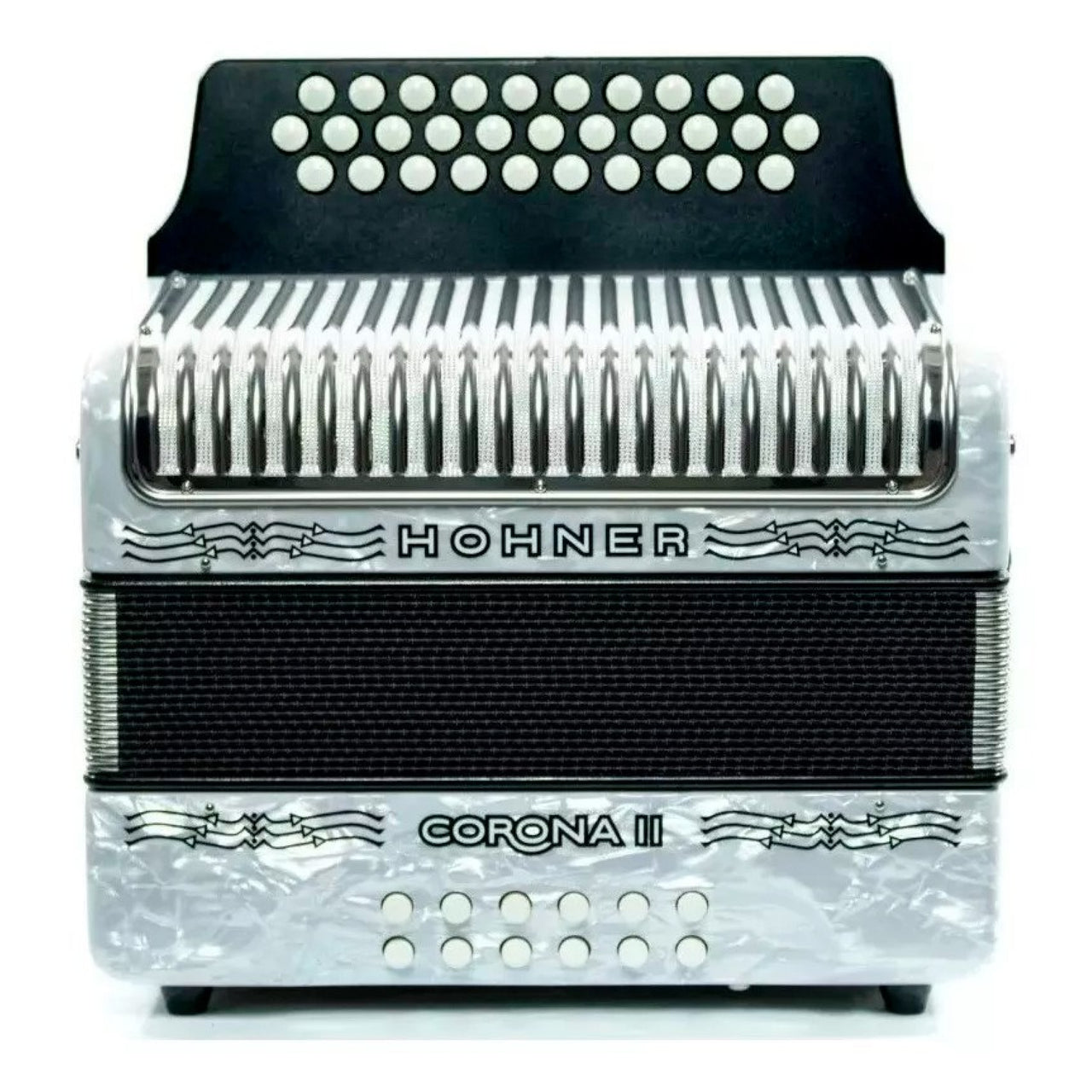 Acordeon Hohner A5642 Corona Ii De Botones Fa Sib Mi Blanco Con Funda