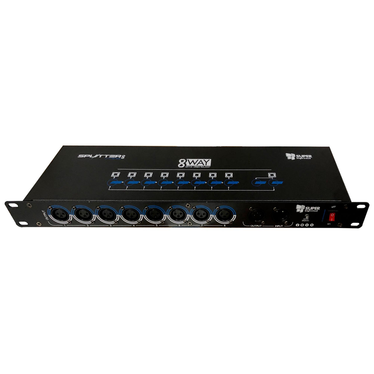 Splitter Dmx Super bright Universe8 Para Rack 1 Entrada 8 Salidas