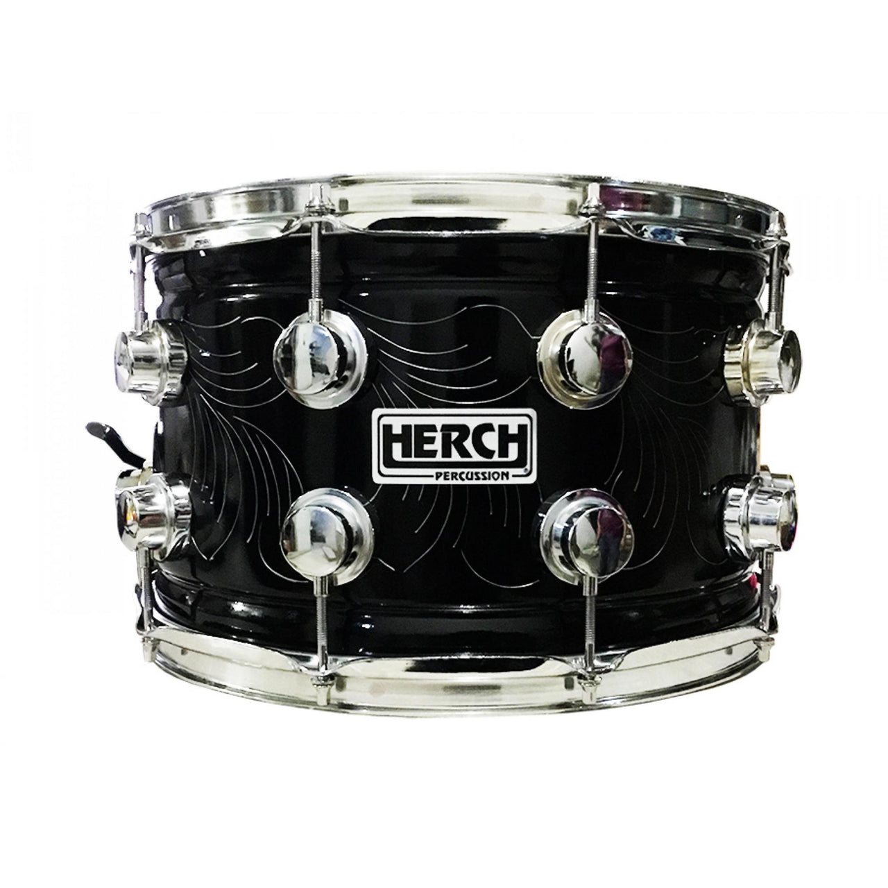 Tarola Herch 8x14" 10 Lxl Negra Rameada C/Placa Y Funda