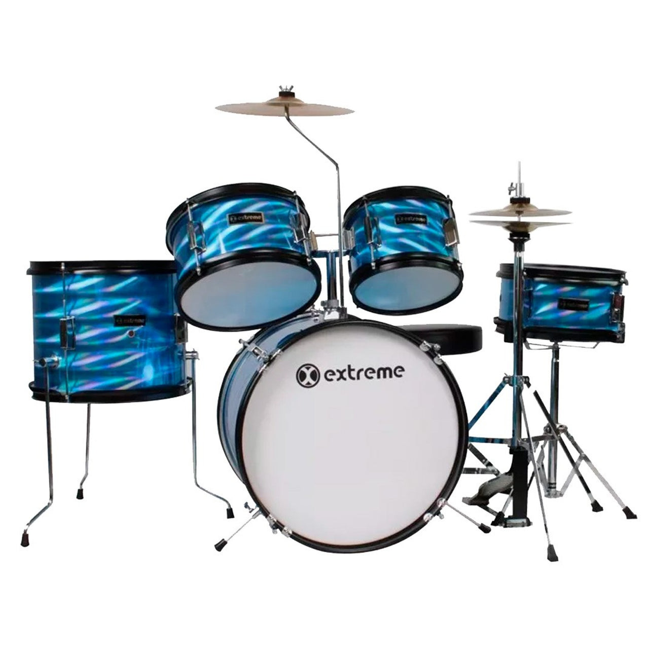 Bateria Extreme Exbt048 Junior Azul 3d 5 Piezas Aro Negro