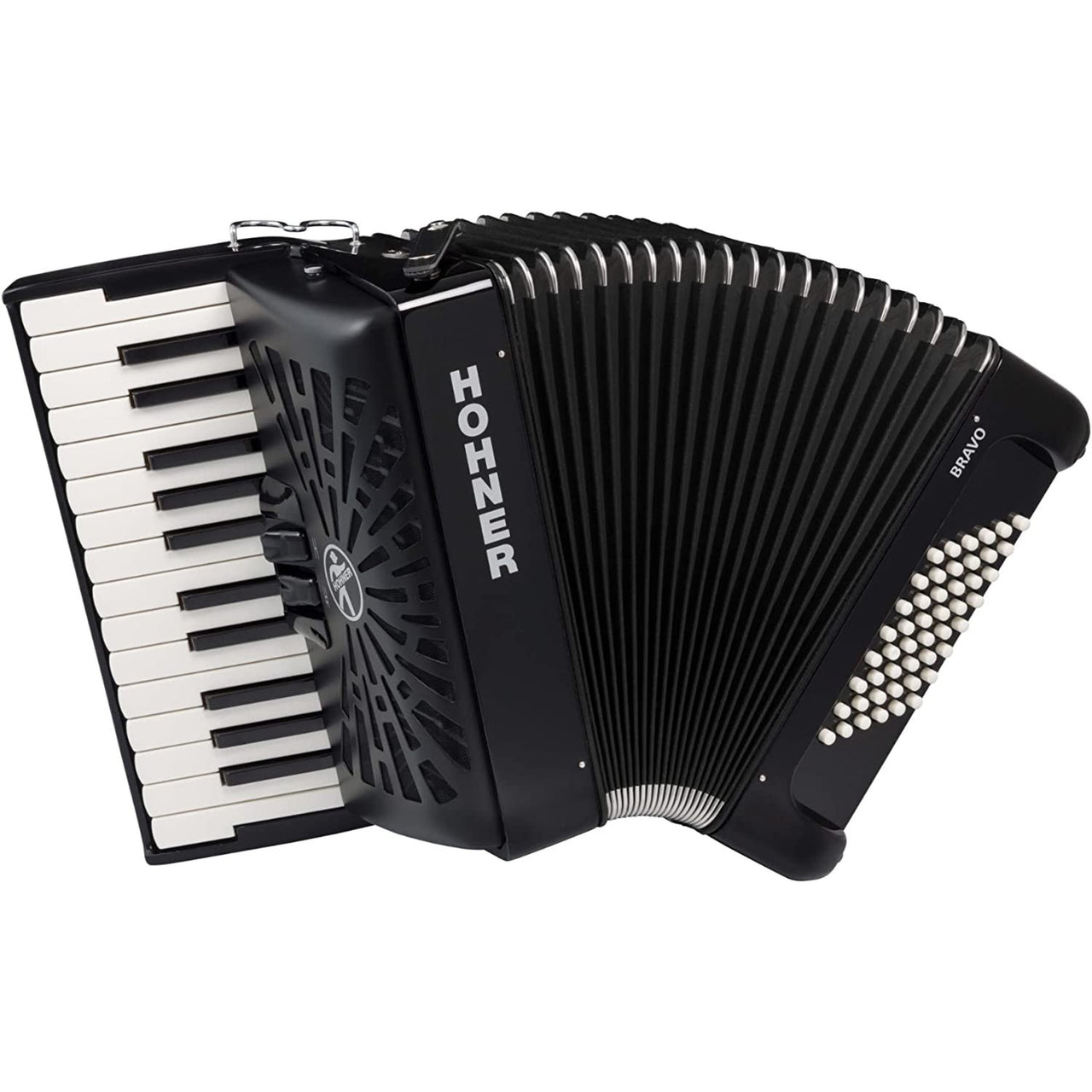 Acordeon Hohner Bravo Ii 26 Teclas 48 Bajos Negro C/funda, A16522