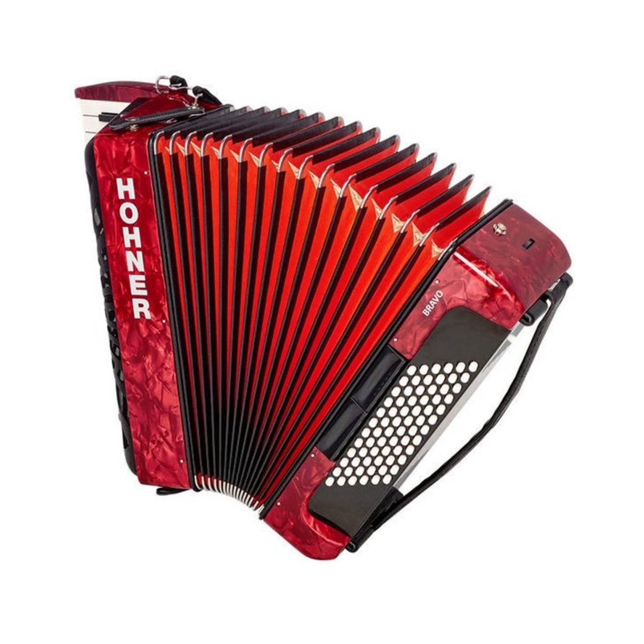 Acordeon Hohner Bravo Iii 34 Teclas 72 Bajos Rojo C/funda, A16632