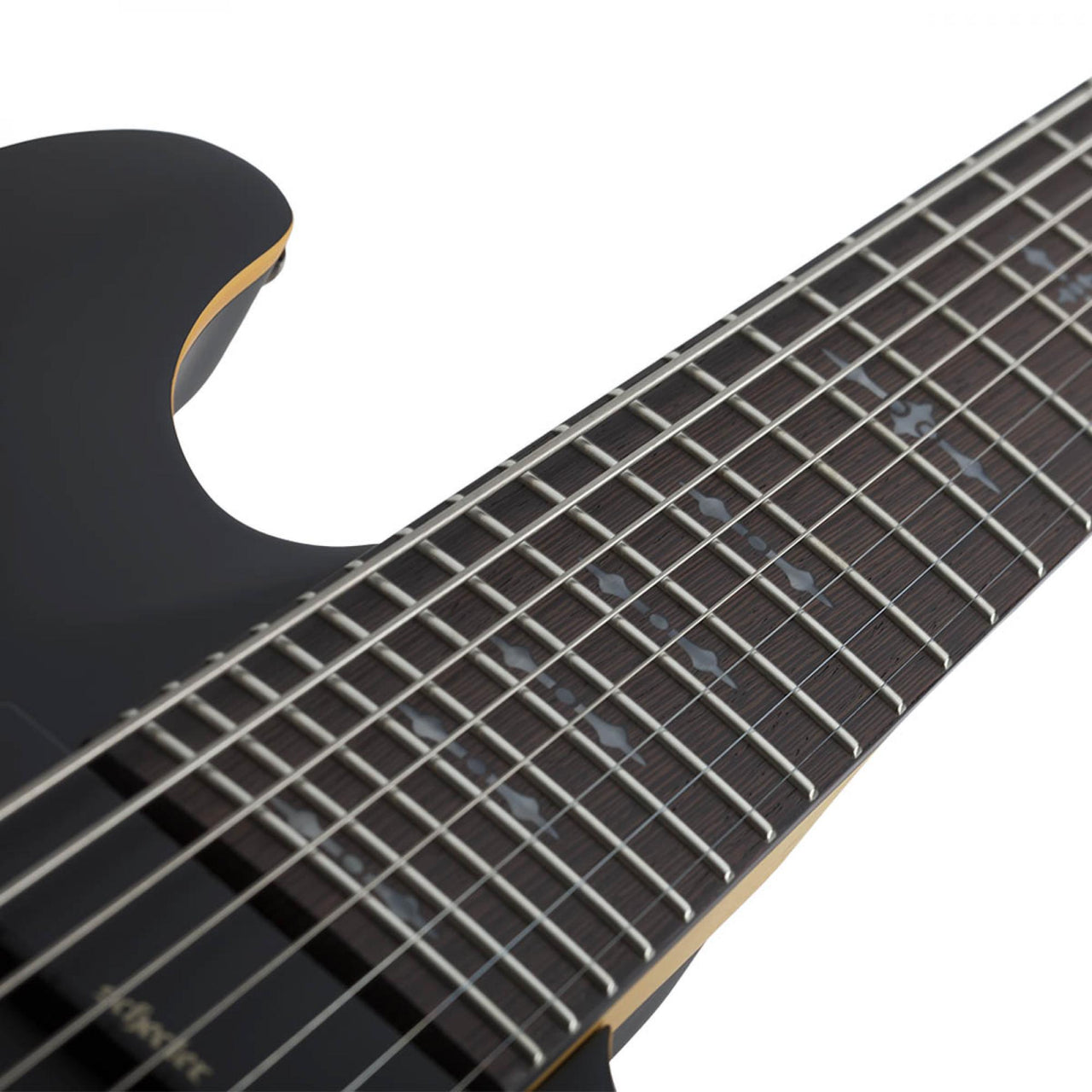 Guitarra Schecter Demon-8 Electrica Sólida Negra Satinado Envejecido