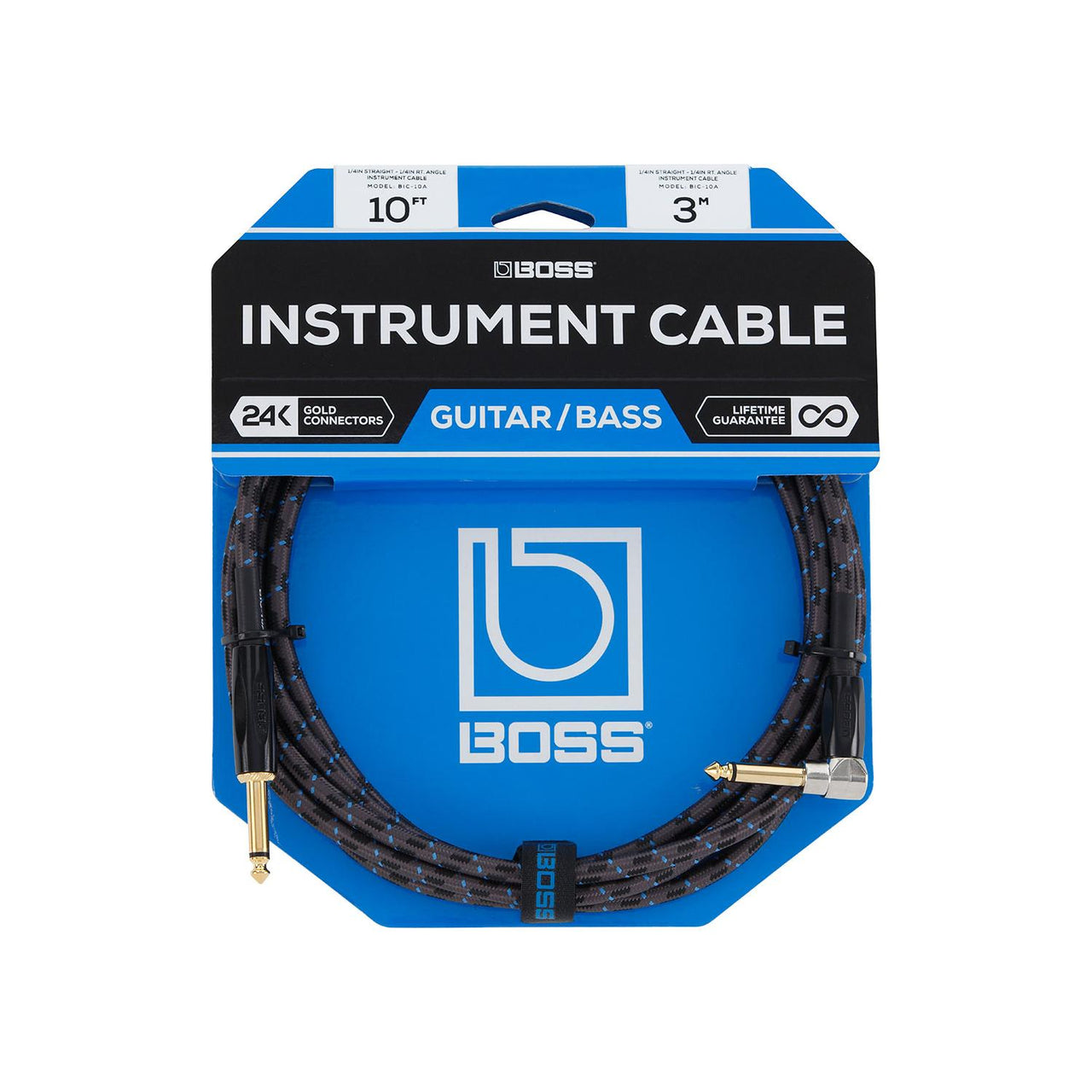 cable boss p/instrumento plug a plug "l" 3 mts, bic-10a