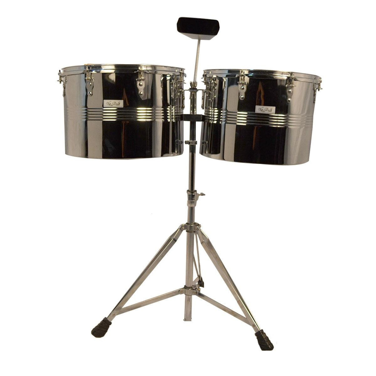 Timbales New Beat Lt-456cd 15 y 16 Pulgadas Cromado Con Cencerro y Baquetas