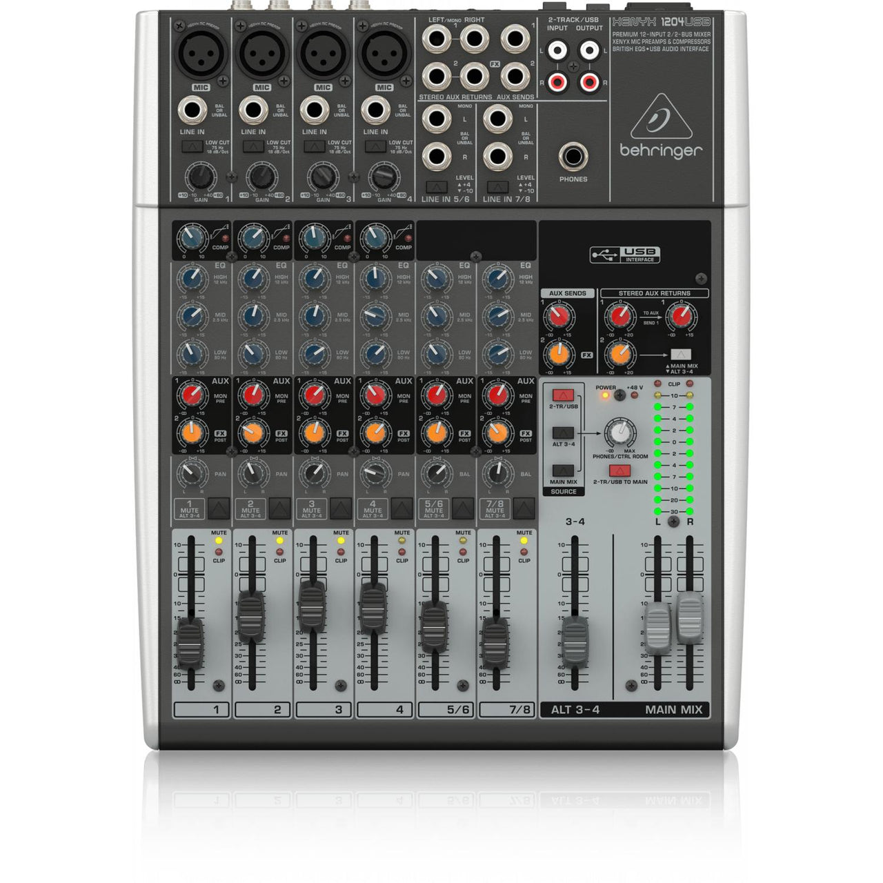 Mezcladora Behringer 12 Canales 4 Xlr 2 Aux, Xenyx1204usb