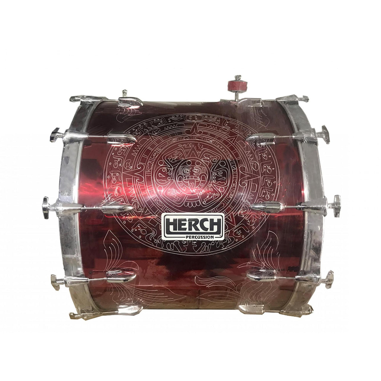 Tambora Herch 20"x24" 12lxl Roja Rameada, Aros Cromados