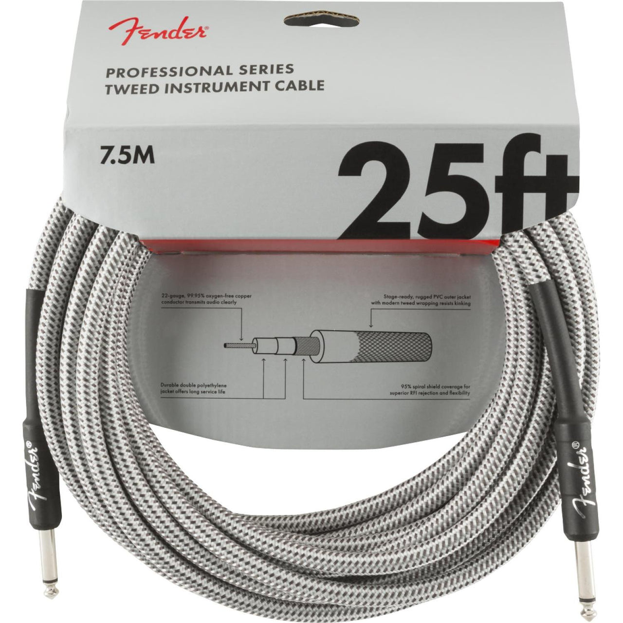 Cable Fender 7.5 metros Professional White Tweed 0990820072