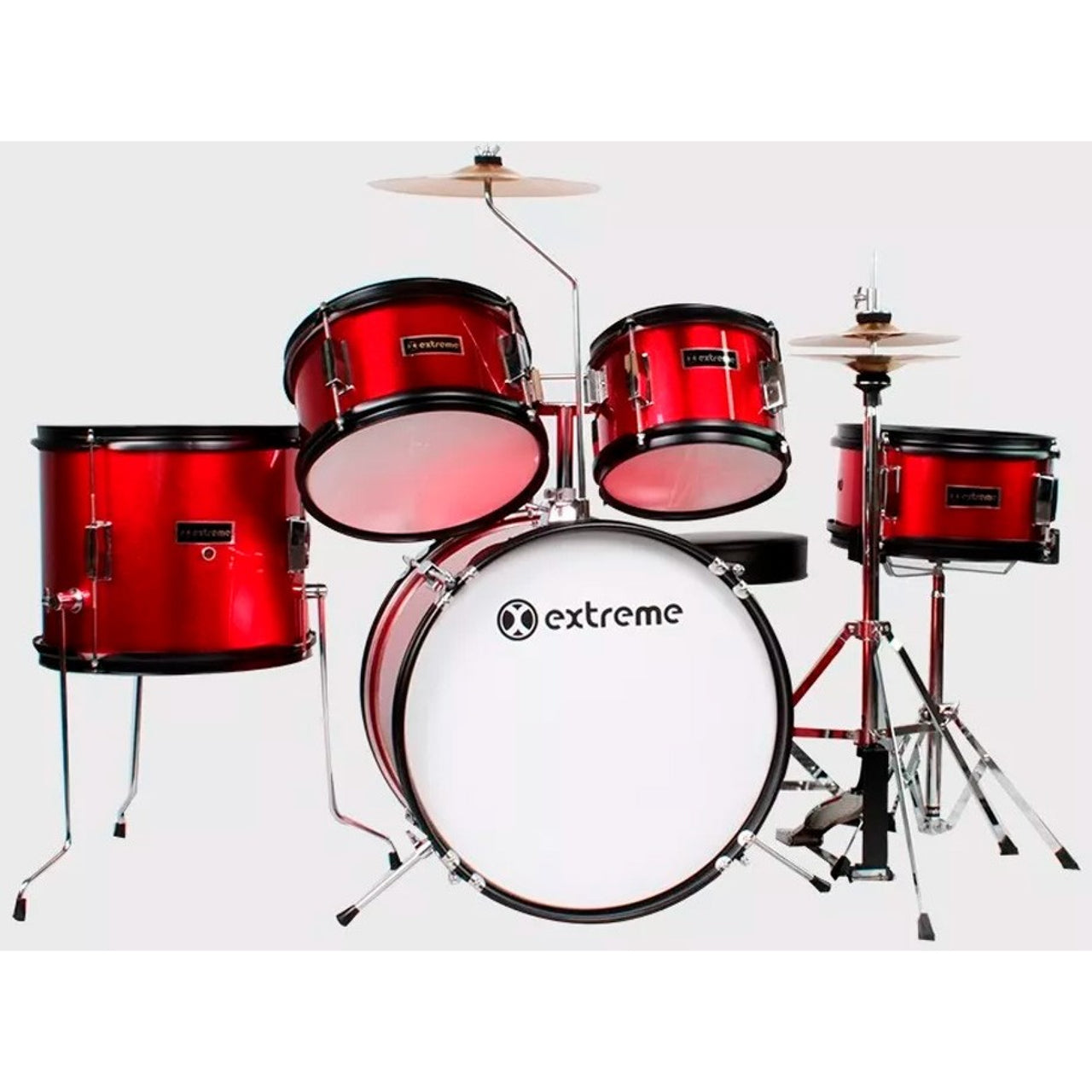 Bateria Extreme Exbt024 Junior Roja 5 Piezas Aro Negro