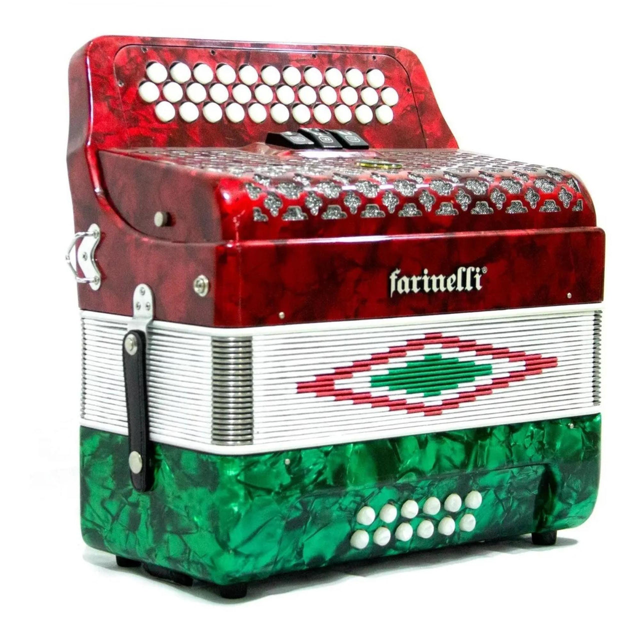 Acordeon Farinelli 34 Botones 12 Bajos 3 Registros Bandera Sol 3412b