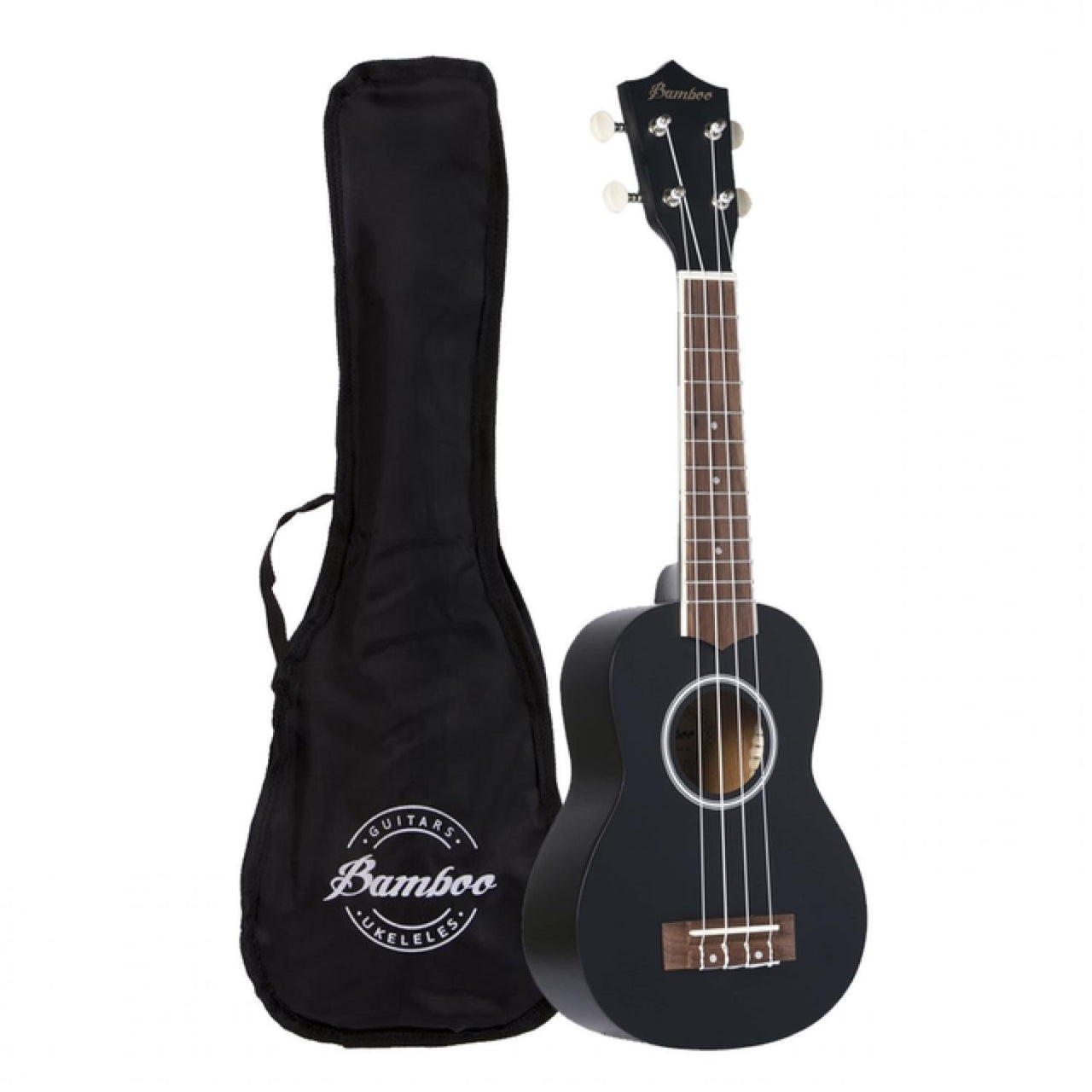 Ukulele Soprano Negro Ukelele Bamboo Bu-21ln-bk Uculele Estudio Con Funda