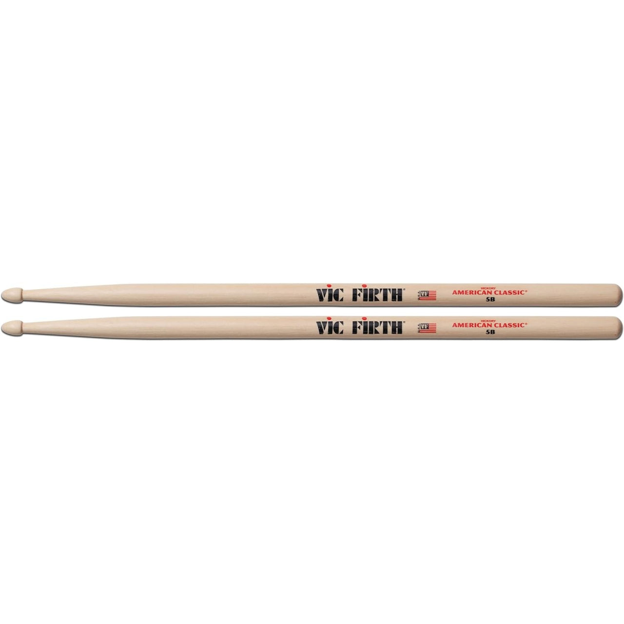 Baquetas Vic Firth American Classic 5b Hickory Punta Madera Color Marron Claro