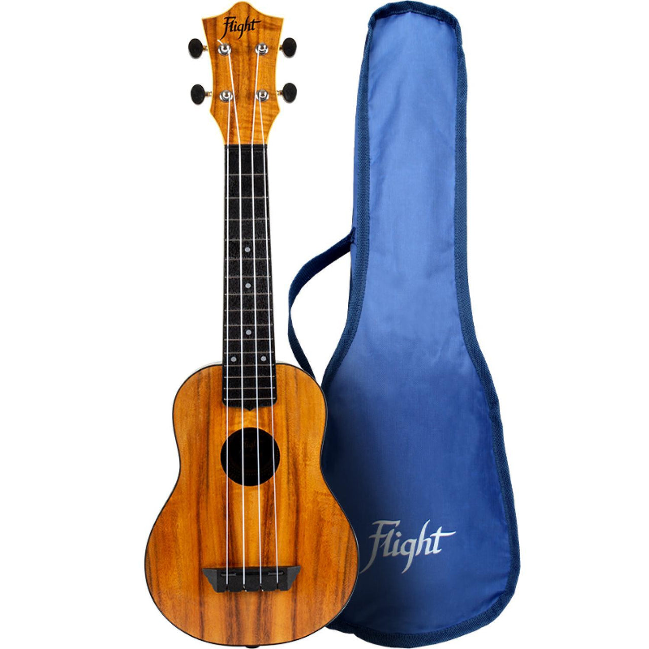 Ukelele Flight Soprano Tus55 Con Funda Acacia