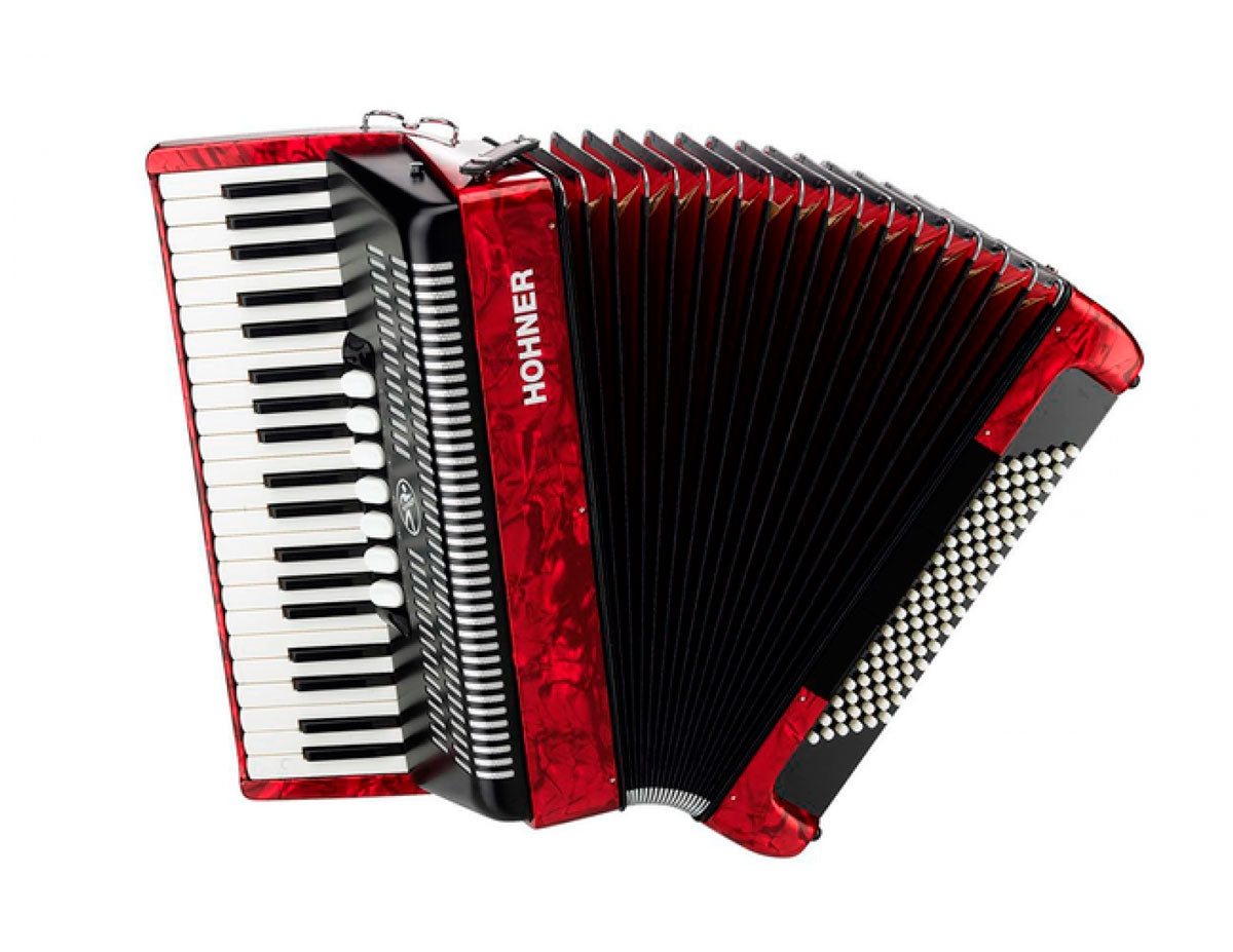 Acordeon cromatico hohner bravo iii, rojo con funda A1673S