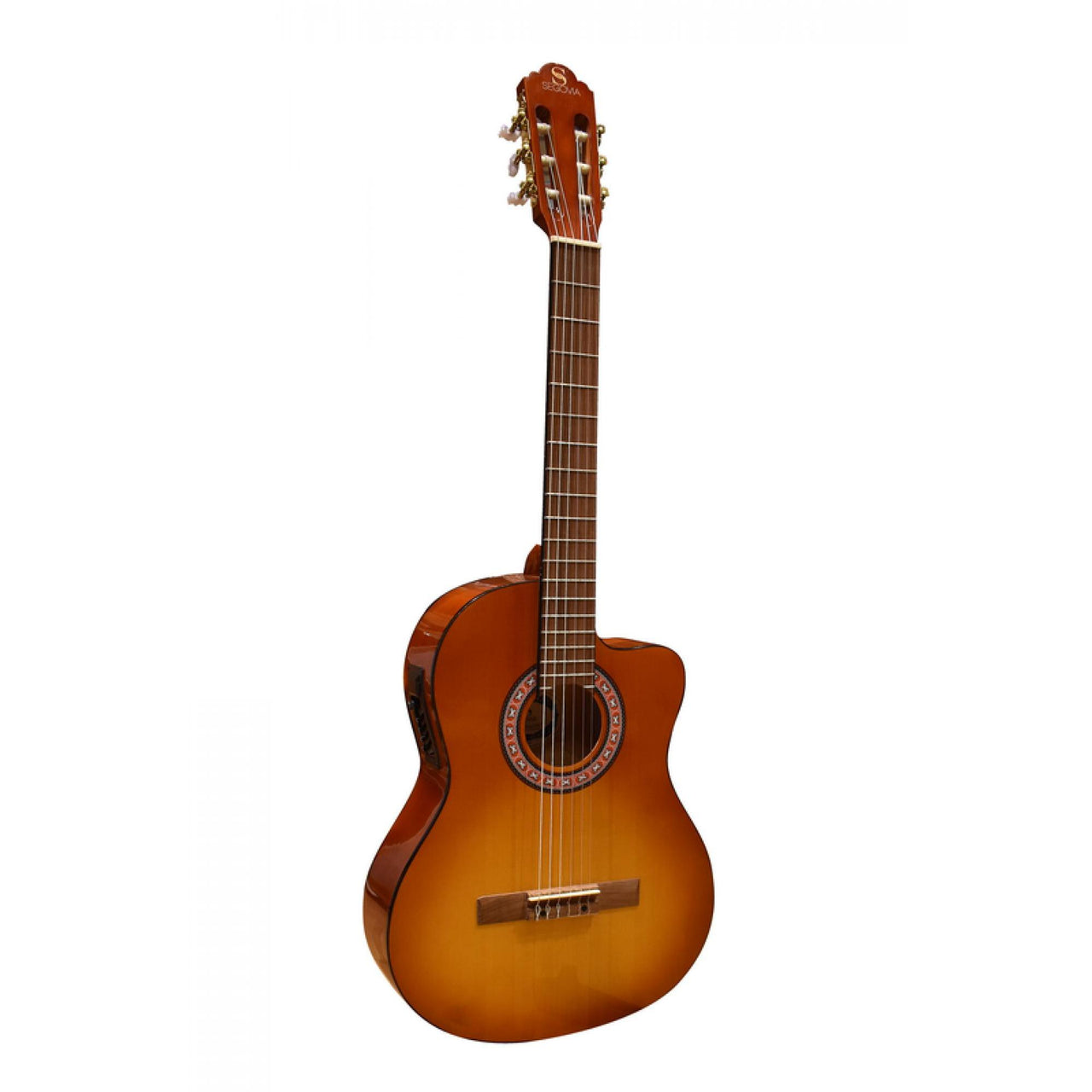 Guitarra Electroacustica Segovia Amarilla C/rojo Desvanecido, Cg-2ceab