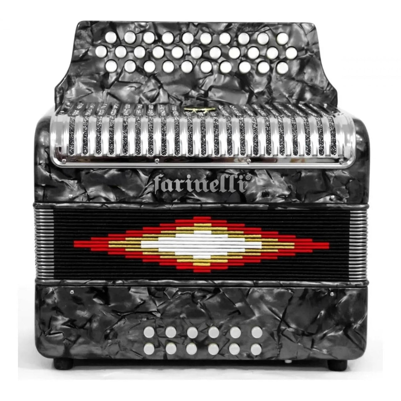 Acordeon Botones Farinelli Gris 3012 Fa Parrilla Metal 3012fagp