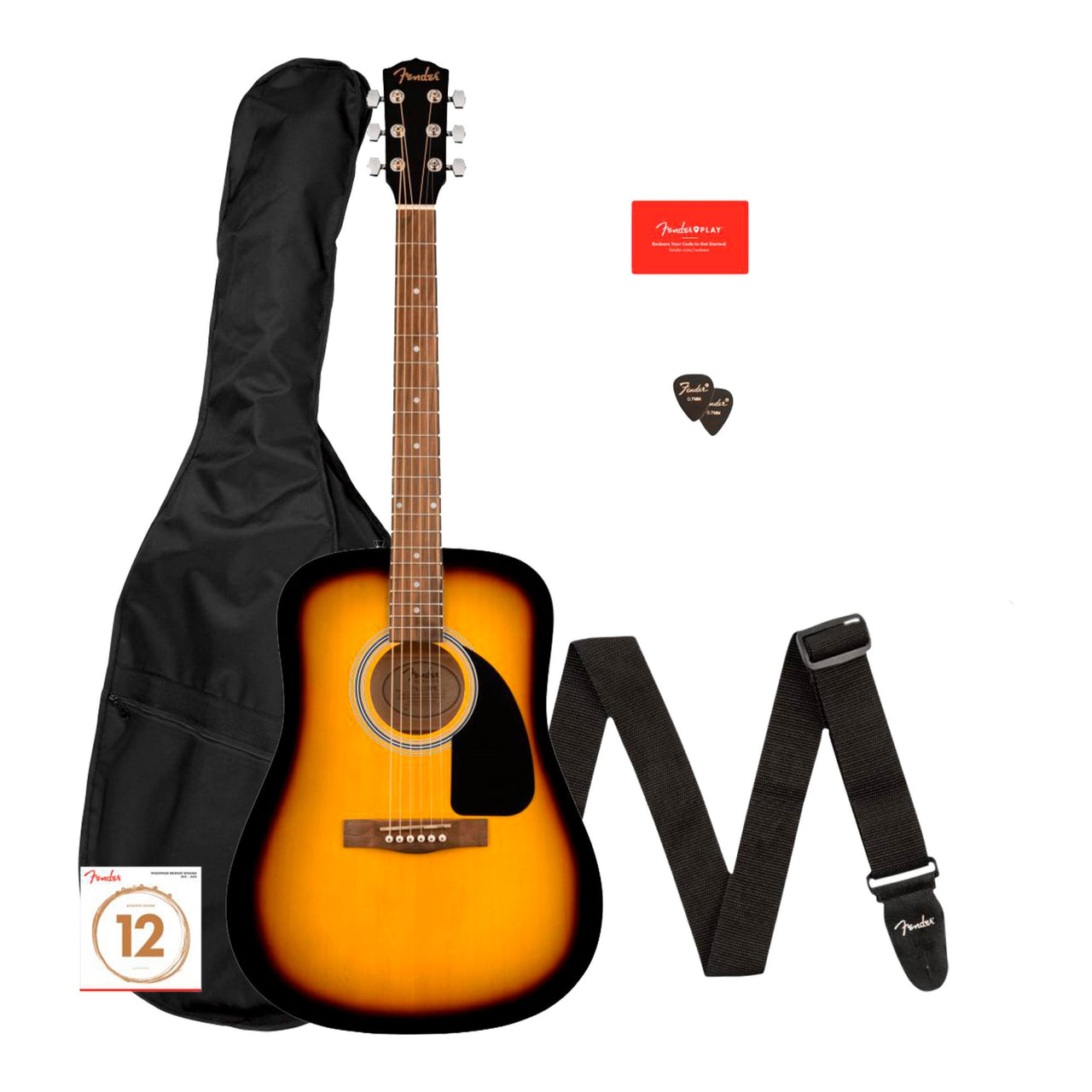 Paquete Guitarra Acustica Fender Fa-115 Sombreada, 0971210532