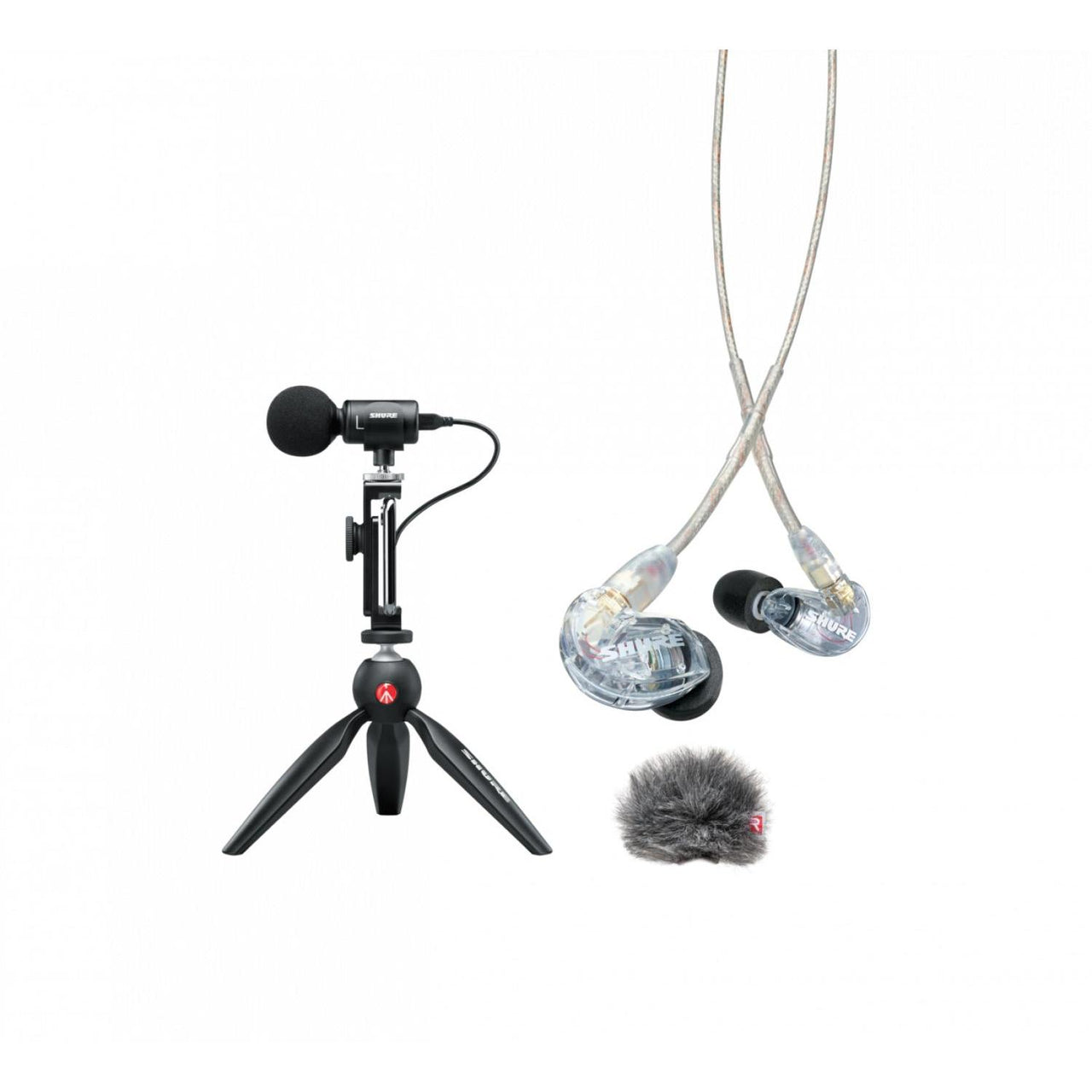 microfono shure paq. mv88+kideo kit+auriculares se215-cl,mv88+se-215cl