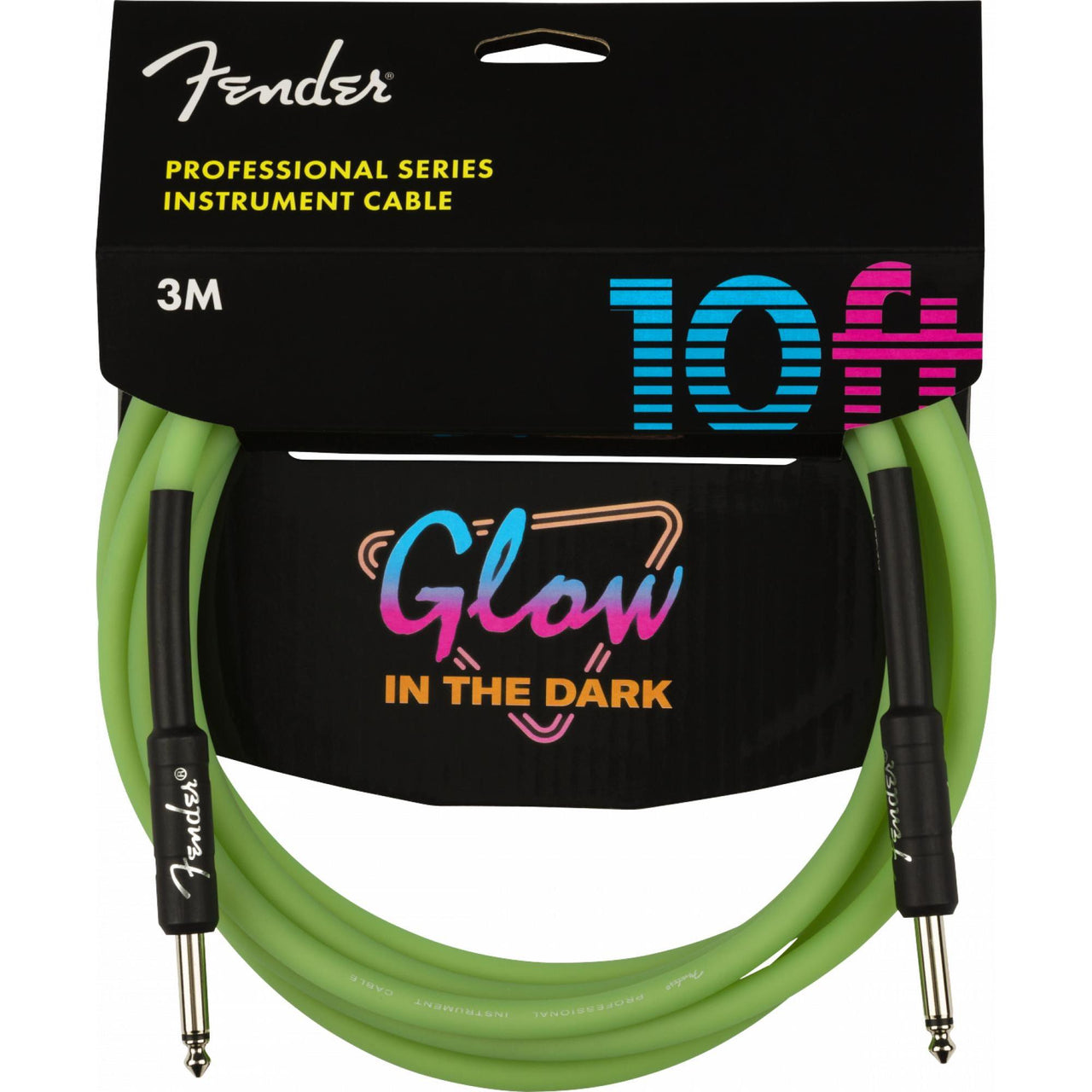 Cable Fender Profesional Glow In Dark Cbl Para Guitarra Green 3 Metros 0990810119