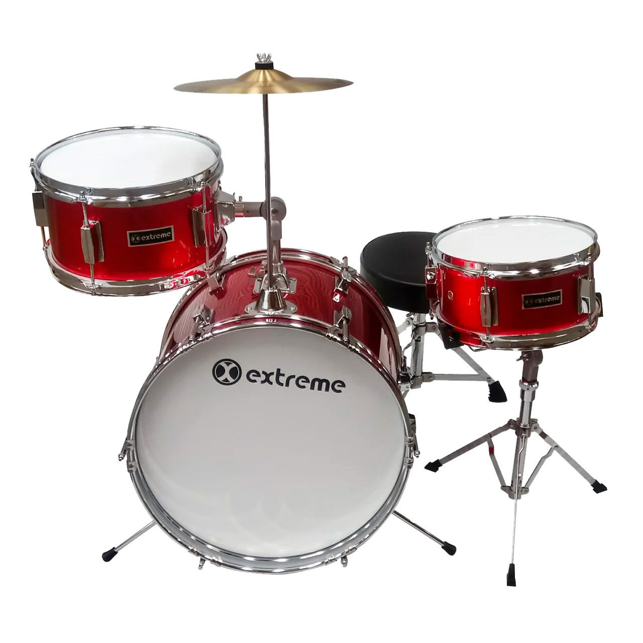 Bateria Extreme Infantil Rojo Metalico 3 Pzas., Exbt013