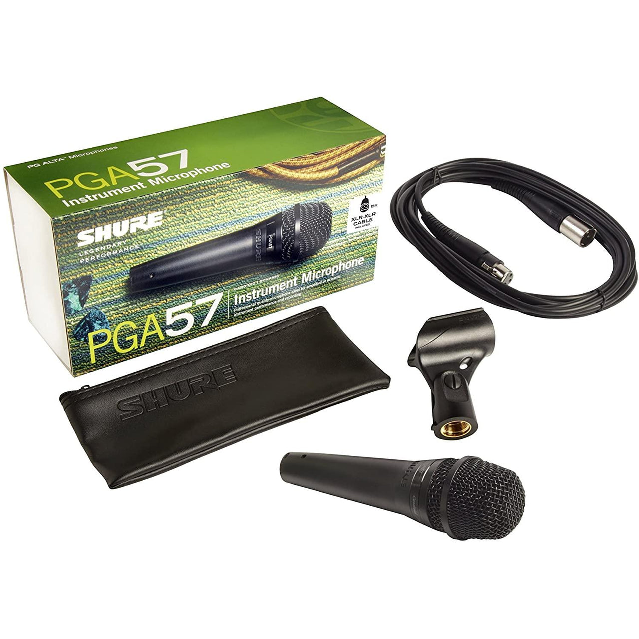Microfono Dinamico Shure C/Cable Xlr,Bolsa Y Soporte, Pga57-Xlr