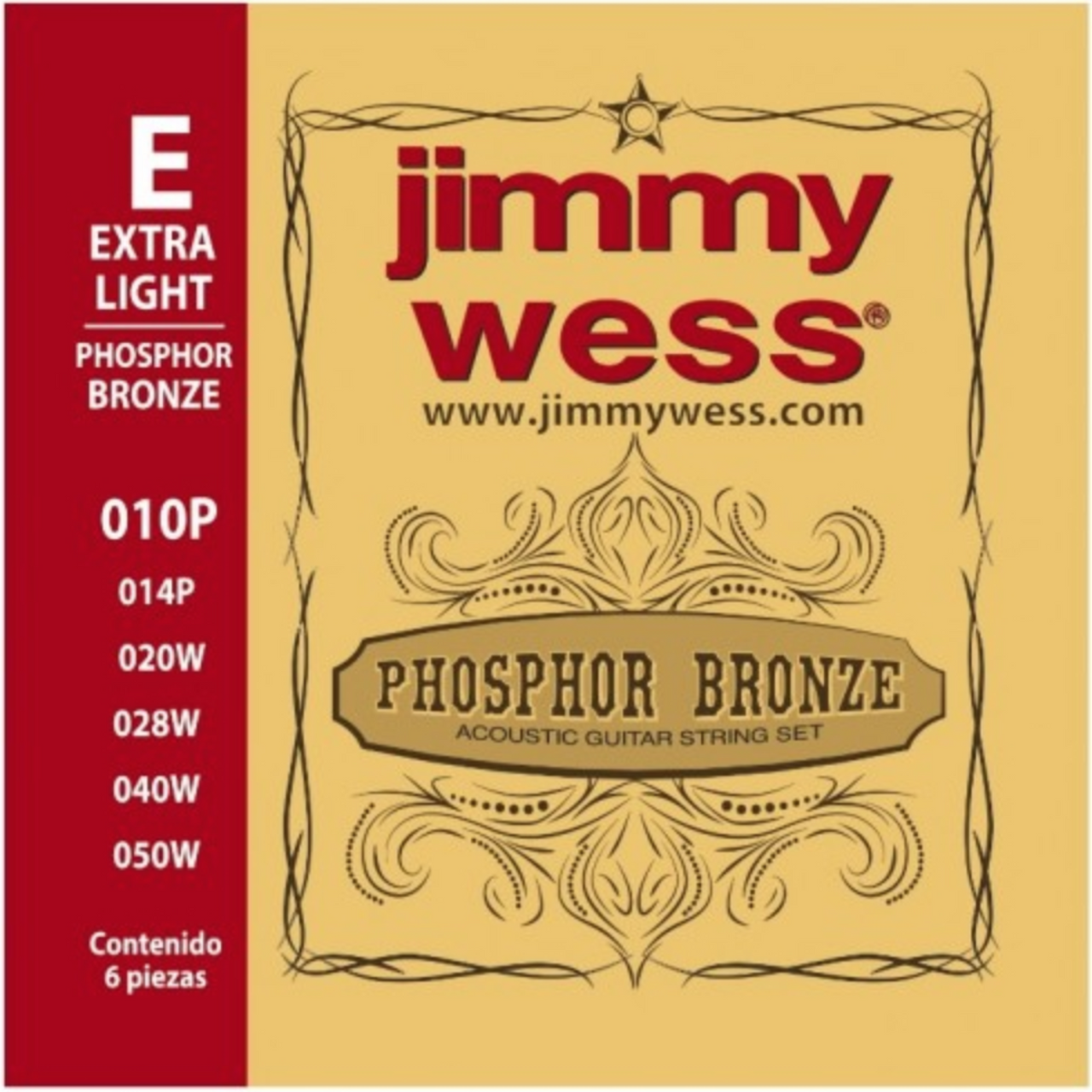 Encordadura Jimmy Wess Para Guitarraelectroacustica Bronce 10-050, Jwga-810bf (Wb10)