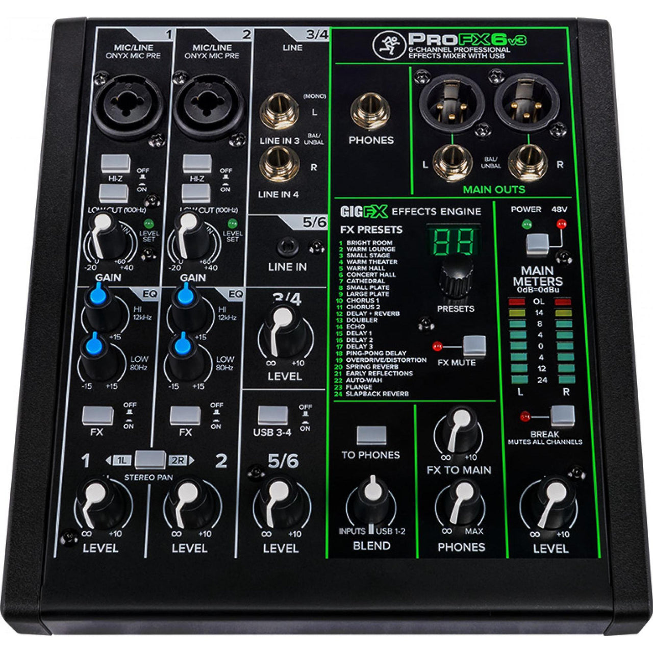 Mezcladora Mackie Profx6v3 6 Canales Con Efectos Y Usb Musicales Doris