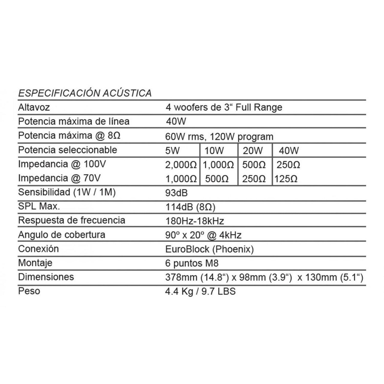 Bocina Para Montaje Qmc-l3x4, Columna
