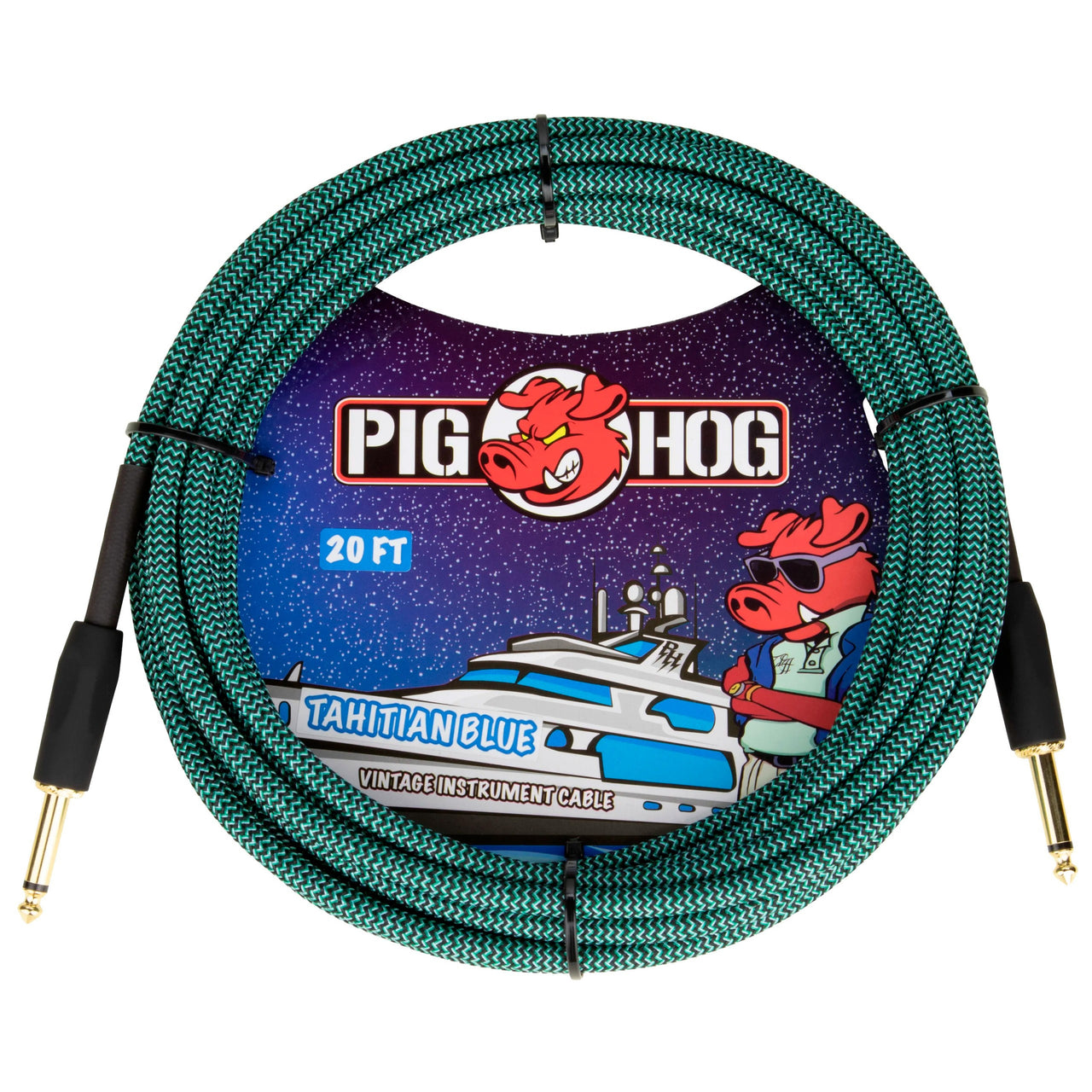 Cable Pig Hog Pch20tab Plug A Plug Para Instrumento Tahitian Blue 6.10mt