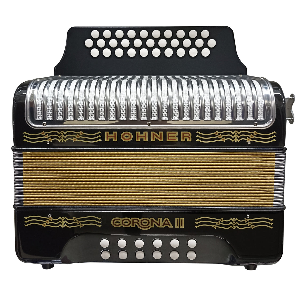 Acordeon Hohner Corona Ii A56411 31 Botones 12 Bajos Fa/sib/Mib Negro